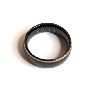 Men's Black Titanium Band Ring‎ Size 6
